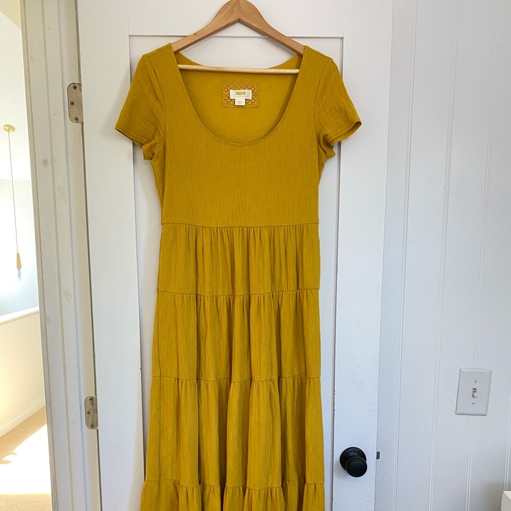 Yellow Anthropology maxi dress.